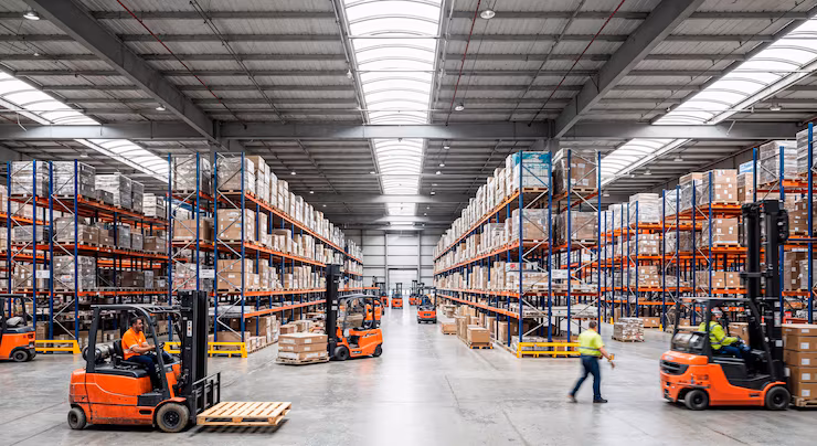 Athena wholesale warehouse — stocked shelving and pallets ready to dispatch